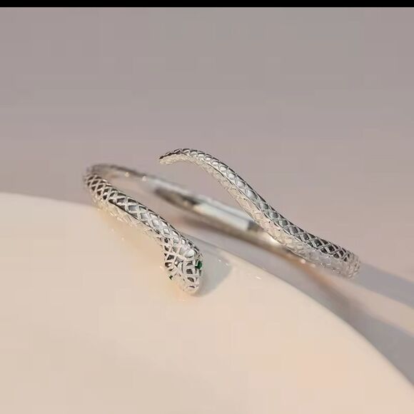 Silver Serpents Snake Bracelet-Bold and Elegant - Picture 7 of 13